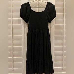 GB Girls Black Puff Sleeve Scoop Neck Sundress